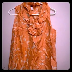 J Crew silk material button up ruffle